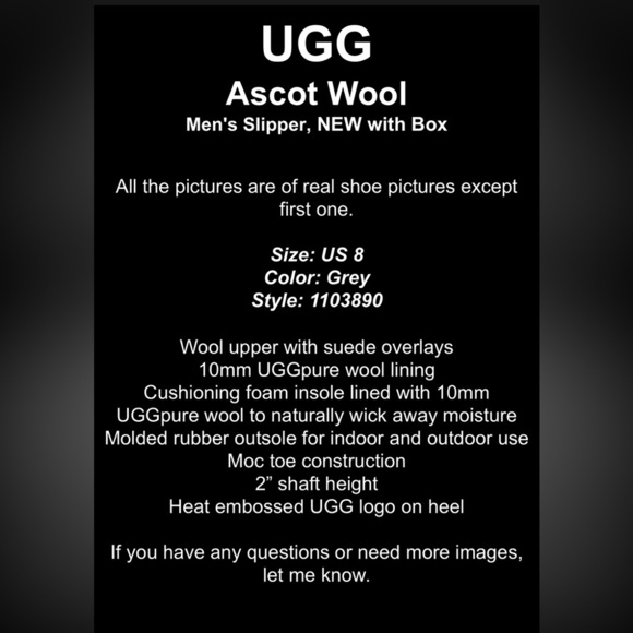 UGG Men\'s wool suede Charcoal Slip-On Loafers custom Sz 17 slippers main image 7